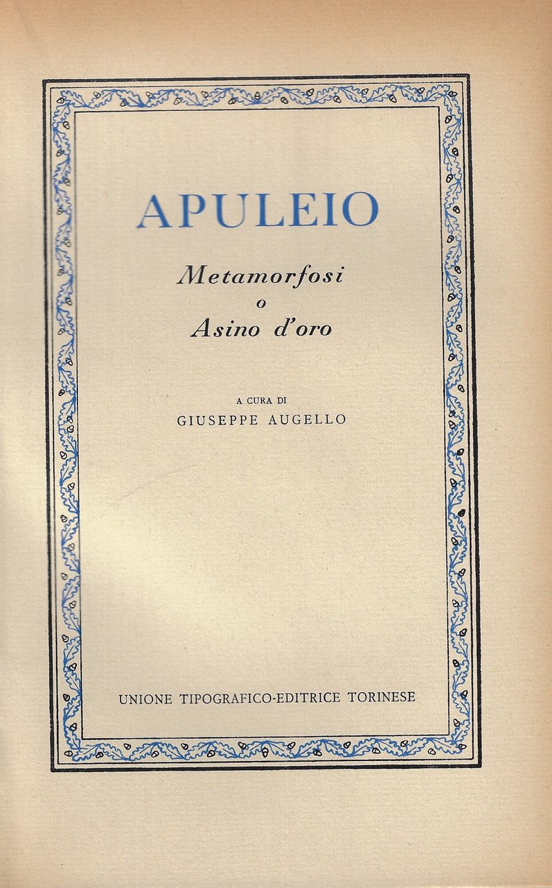 Apuleio : Metamorfosi o Asino d'oro