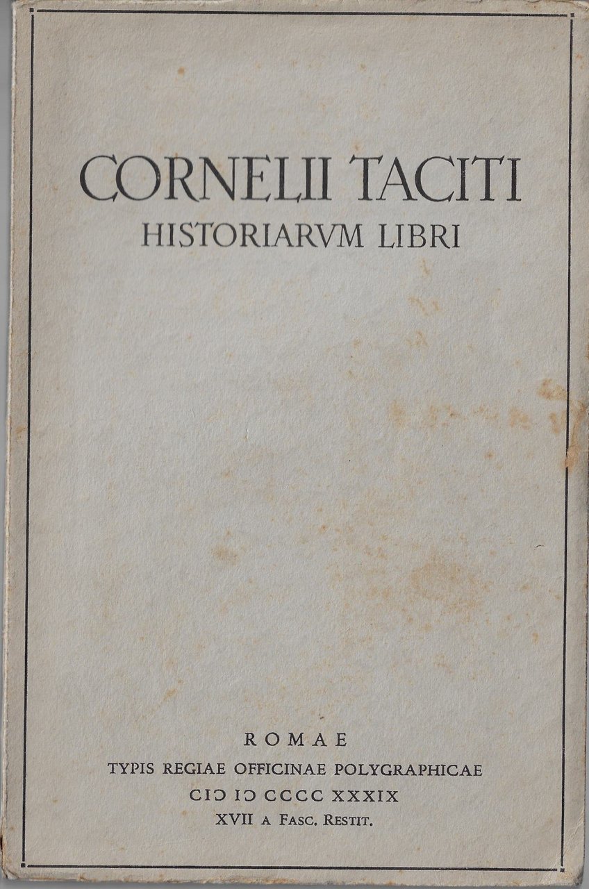 Cornelii Taciti Historiarum libri | Immagine principale