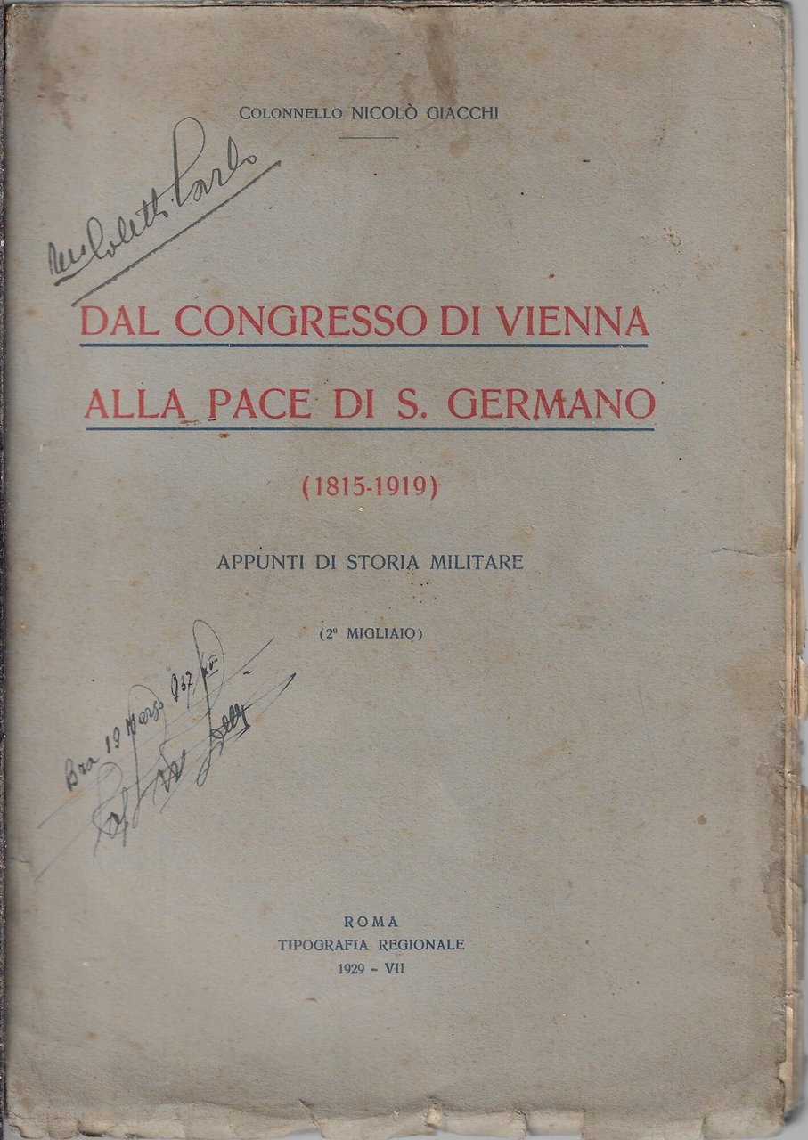Dal Congresso di Vienna alla Pace di S. Germano : … | Immagine principale