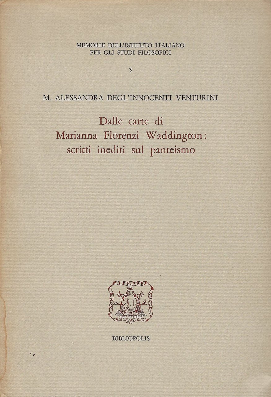 Dalle carte di Marianna Florenzi Waddington: scritti inediti sul panteismo