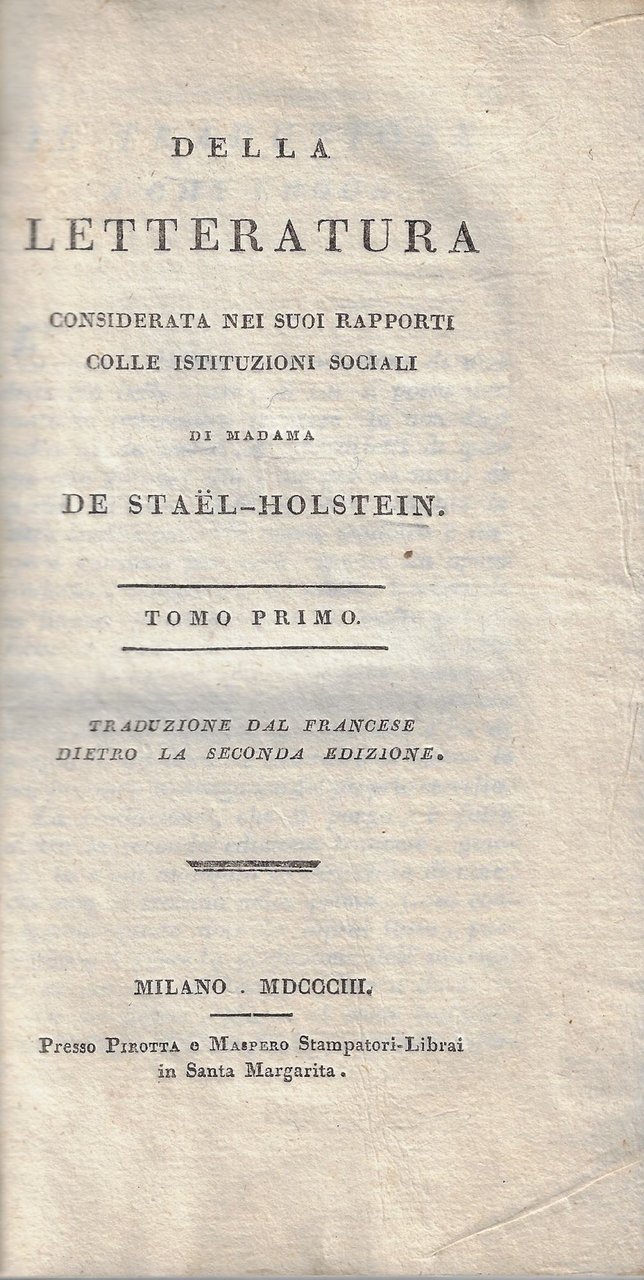 Della letteratura considerata nei suoi rapporti colle istituzioni sociali, di …