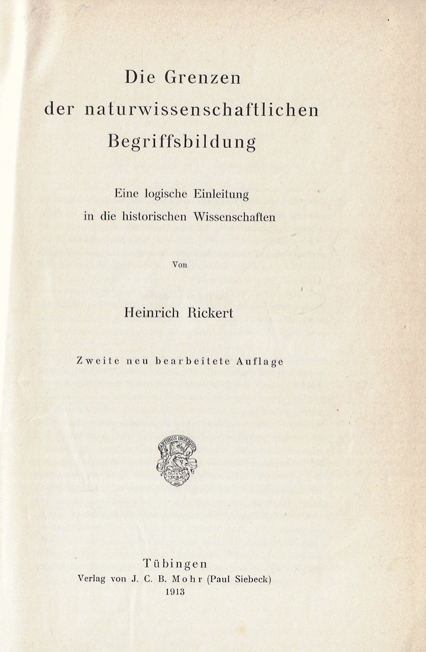 Die Grenzen der naturwissenschaftlichen Begriffsbildung | Immagine principale