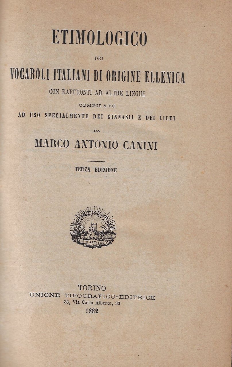 Etimologico dei vocaboli italiani di origine ellenica