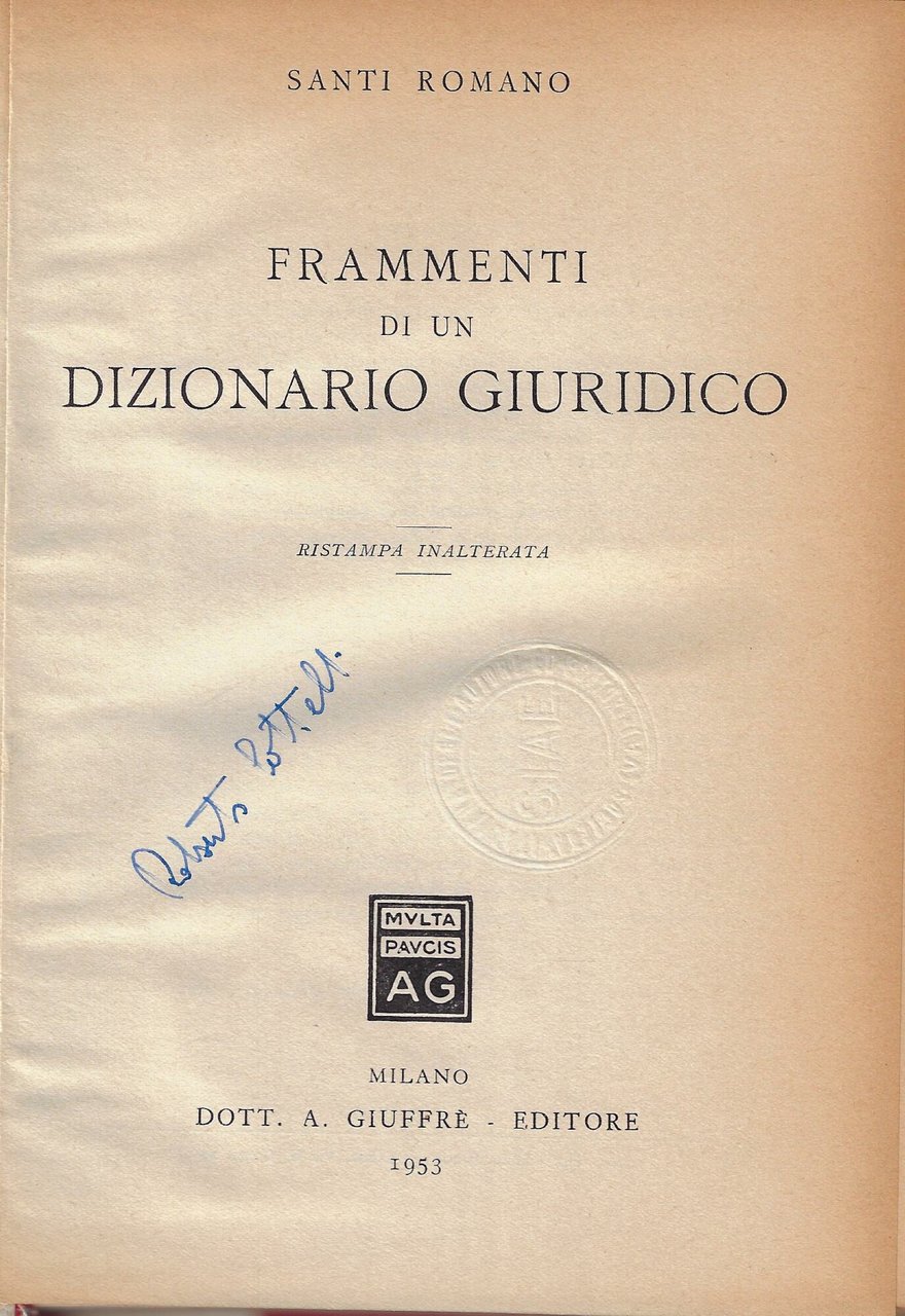 Frammenti di un dizionario giuridico