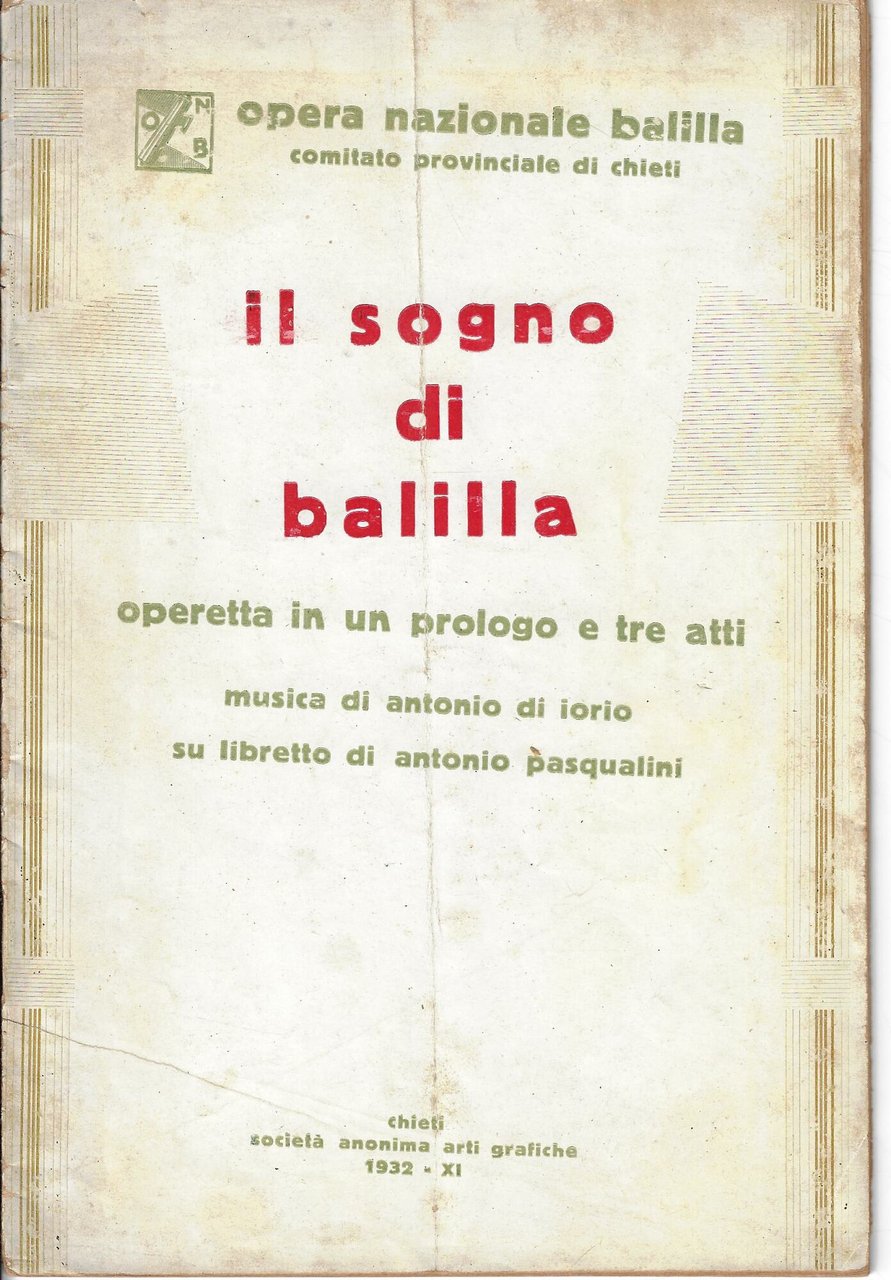 Il sogno di balilla : operetta in un prologo e … | Immagine principale