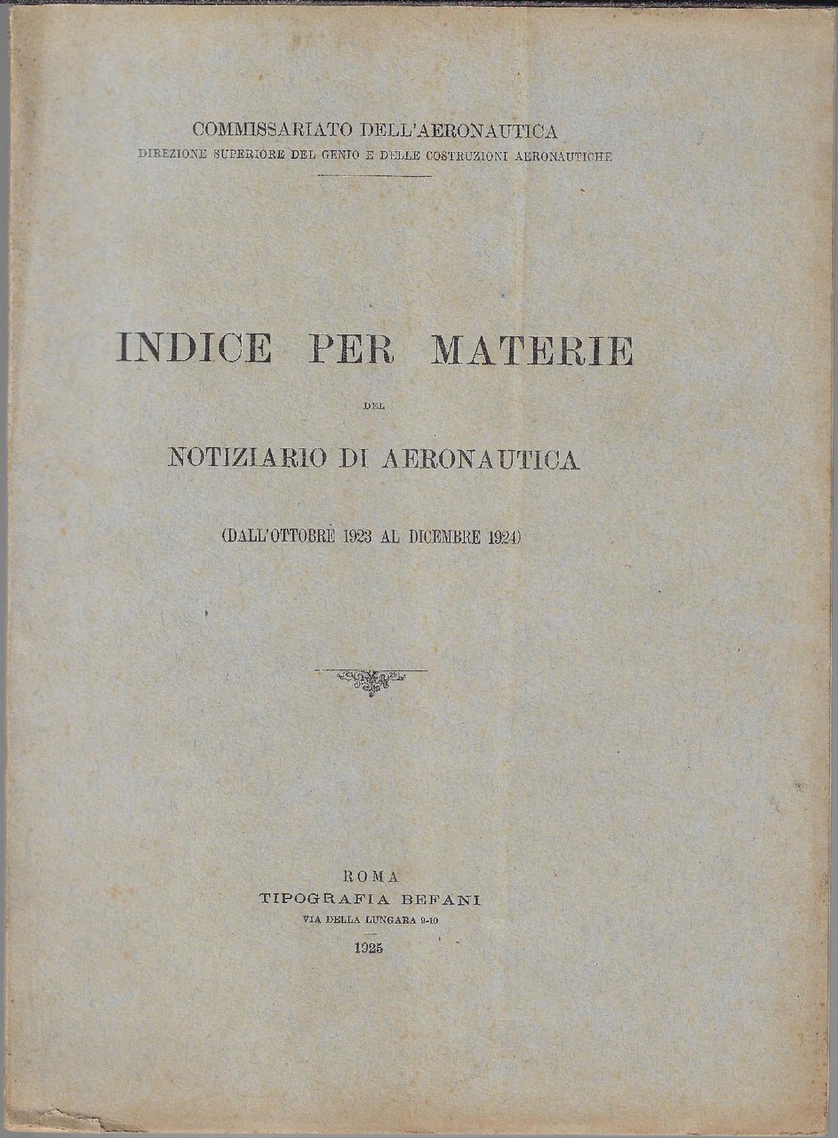 Indice per materie del notiziario di Aeronautica (dall'ottobre 1923 al …
