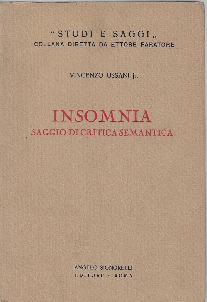 Insomnia : saggio di critica semantica