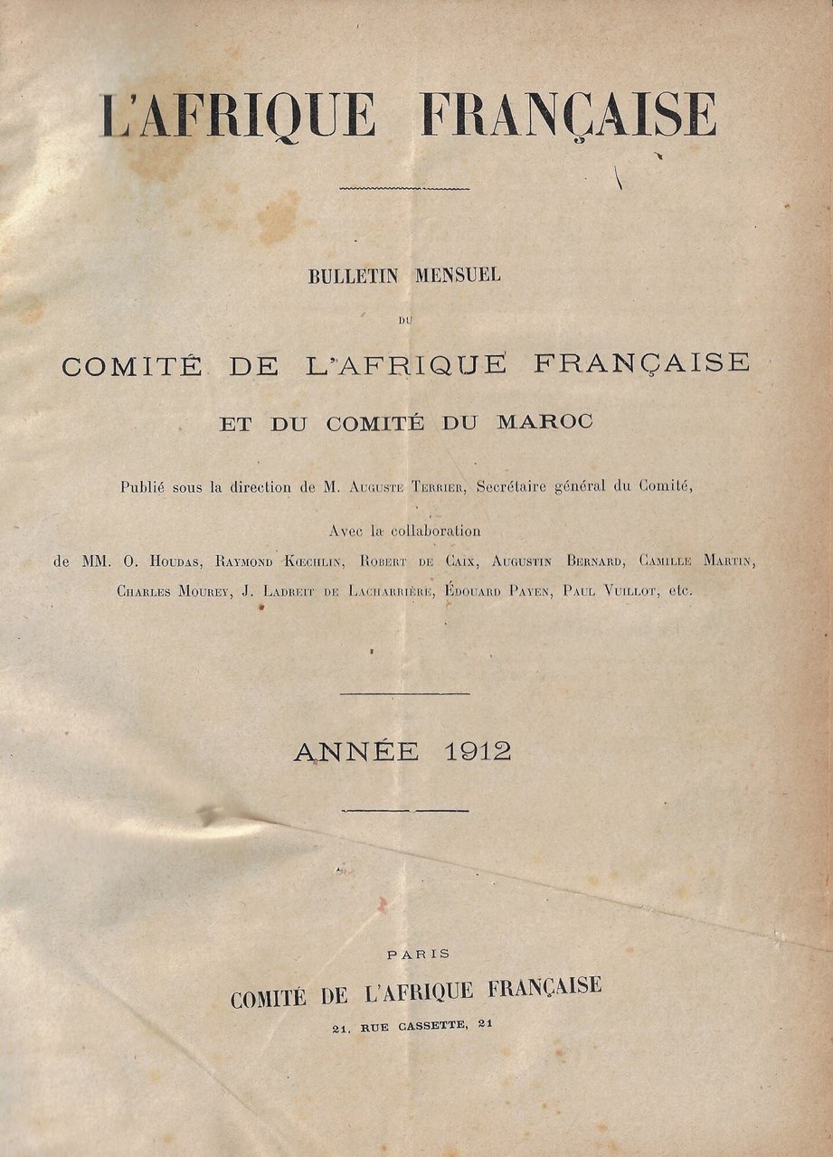 L' Afrique francaise : bulletin mensuel du Comite de l'Afrique …