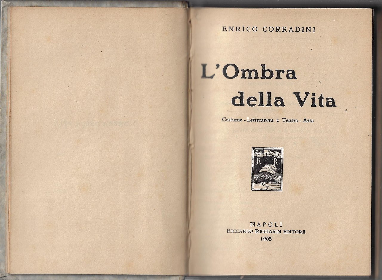 L' ombra della vita : costume, letteratura e teatro, arte