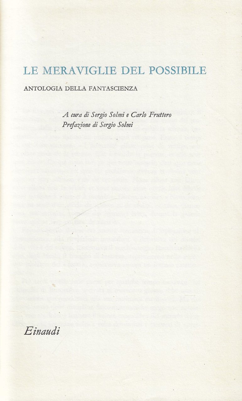Le meraviglie del possibile : antologia della fantascienza