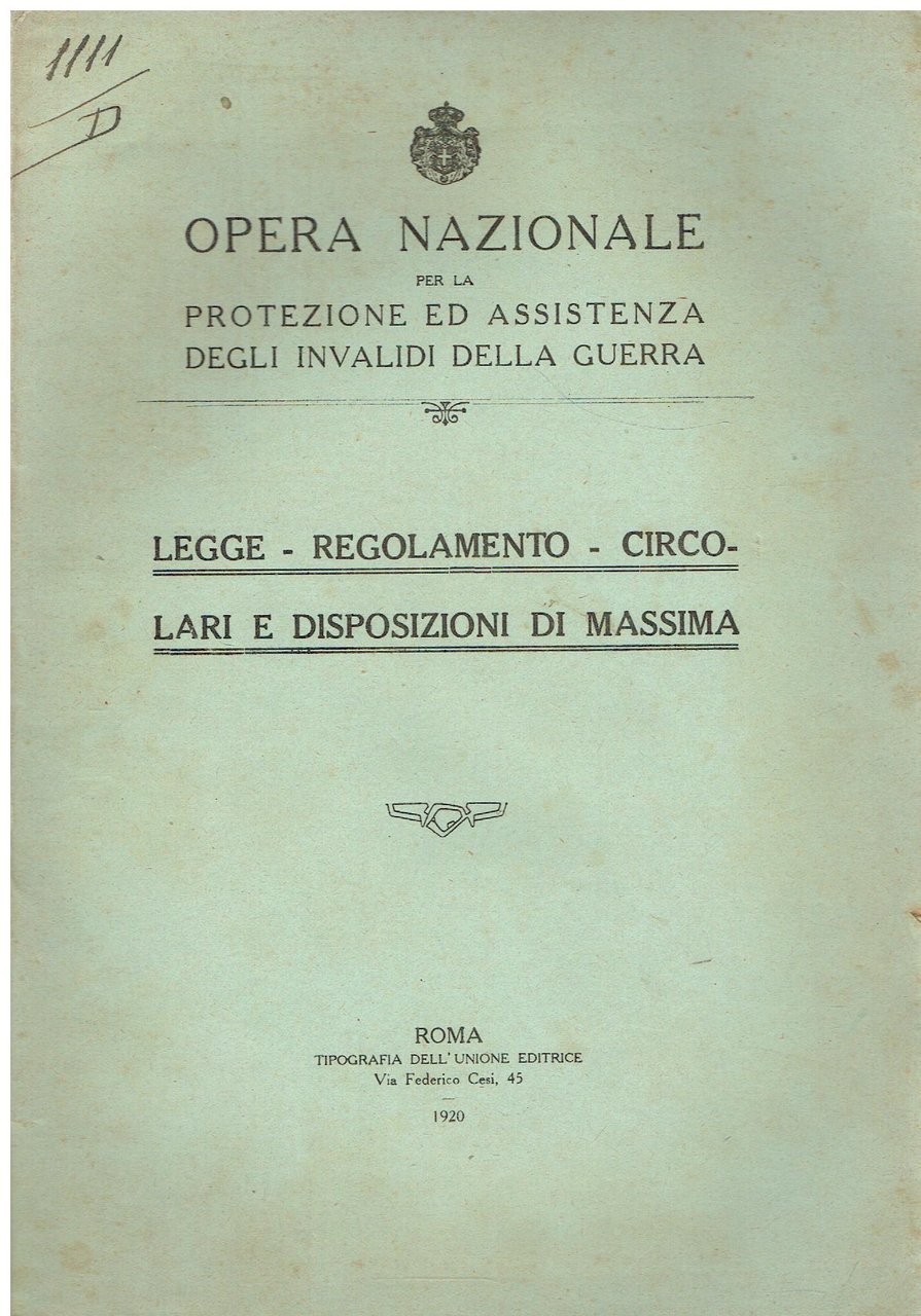 Legge, regolamento, circolari e disposizioni di massima