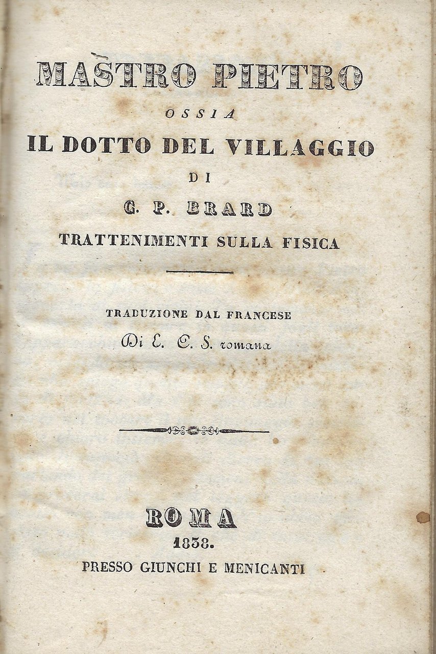 Mastro Pietro ossia Il dotto del villaggio