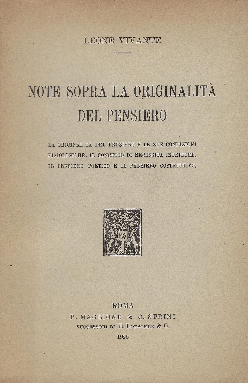 Note sopra la originalita del pensiero : la originalita del …