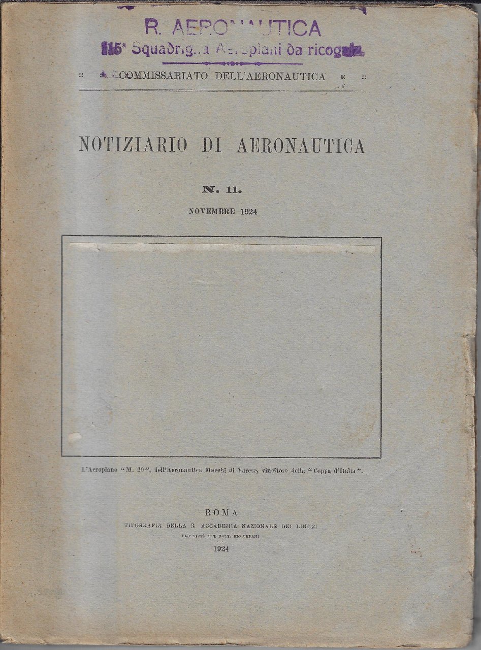 Notiziario di aeronautica n. 11, novembre 1924