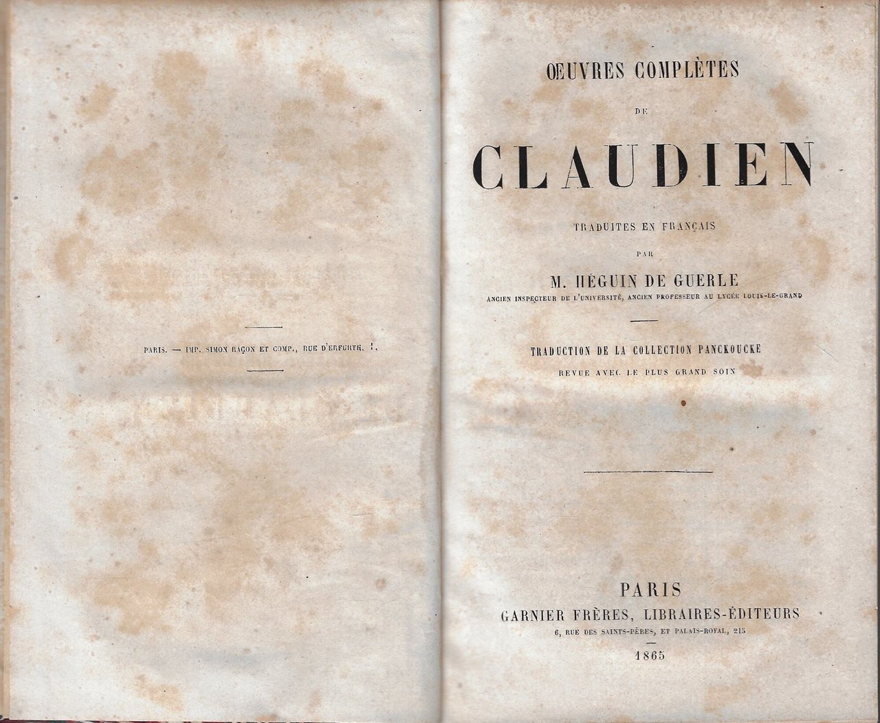 Oeuvres completes de Claudien