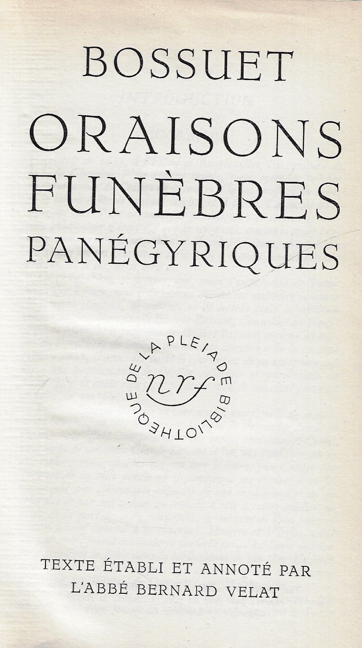 Oraison funèbres, panégyriques