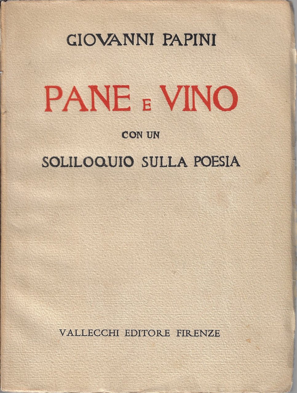 Pane e vino : con un soliloquio sulla poesia | Immagine principale
