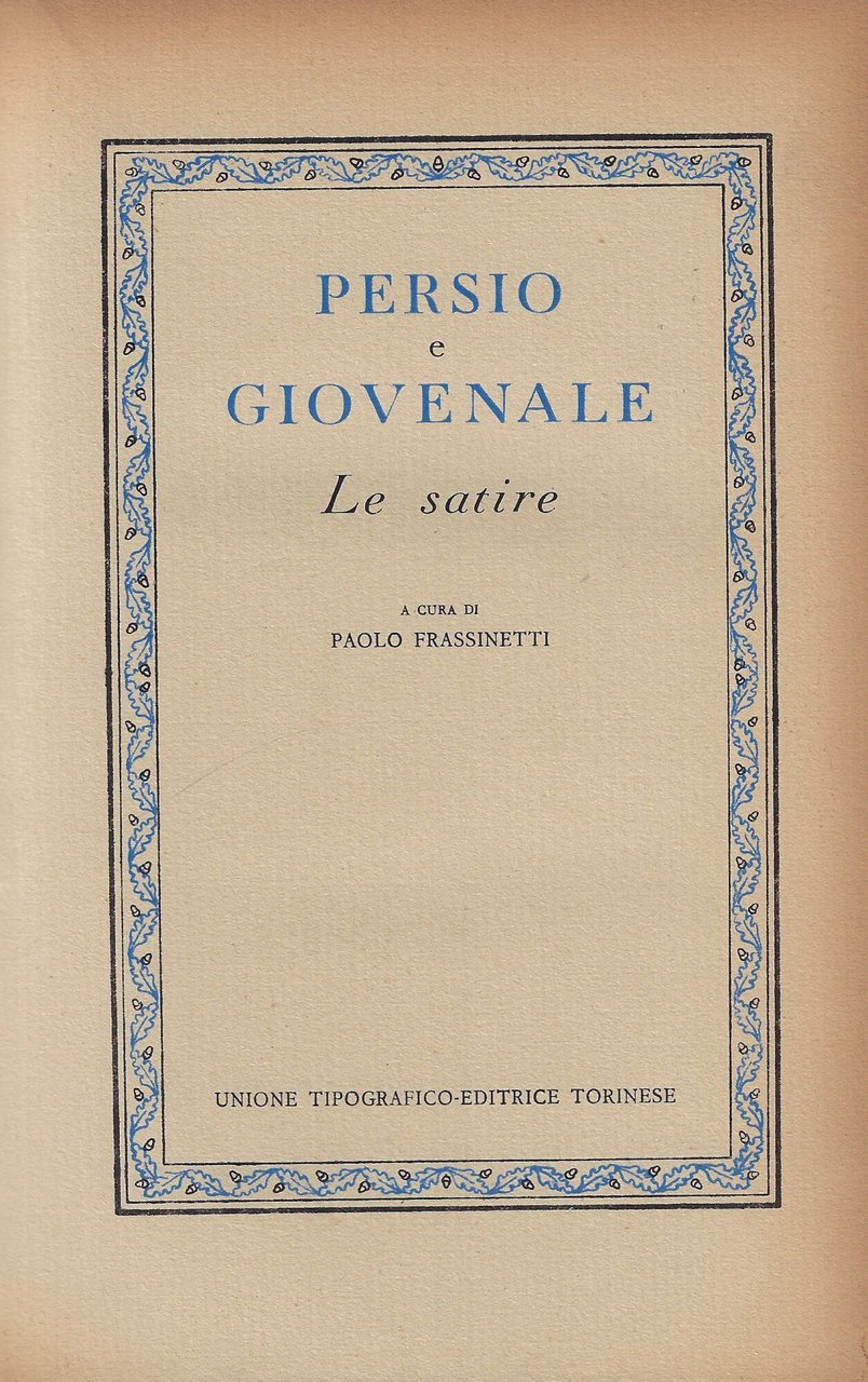 Persio e Giovenale : le Satire