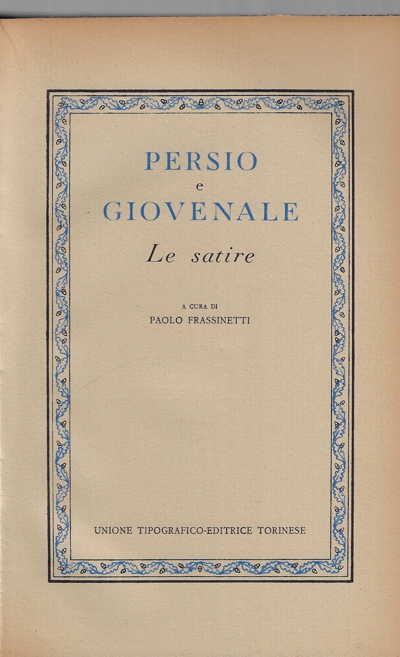 Persio e Giovenale : le Satire