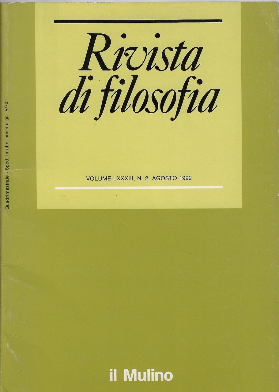 Rivista di filosofia, v. LXXXIII, n.2 - agosto 1992