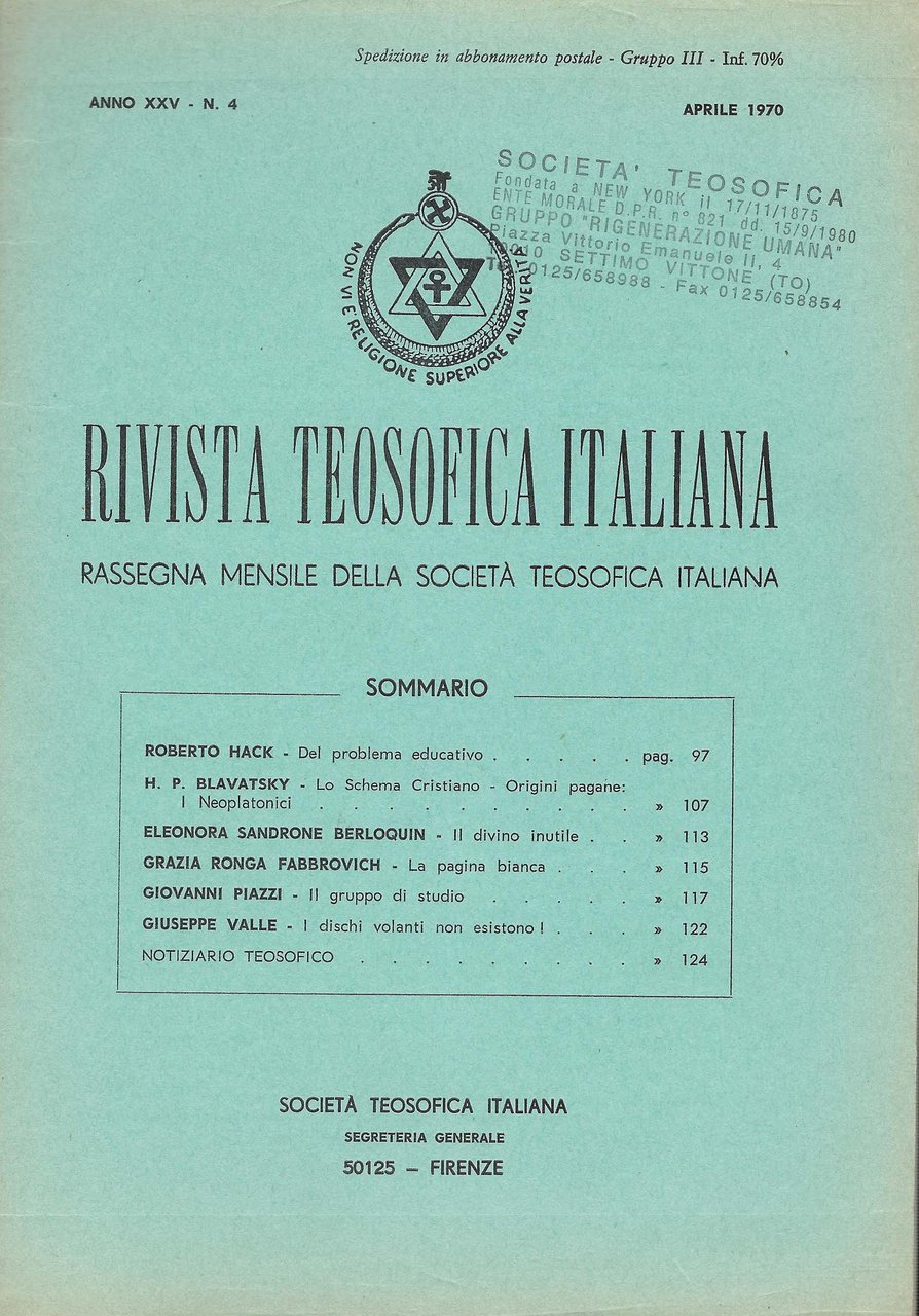 Rivista teosofica italiana: ressegna mensile della società teosofica italiana, n. …
