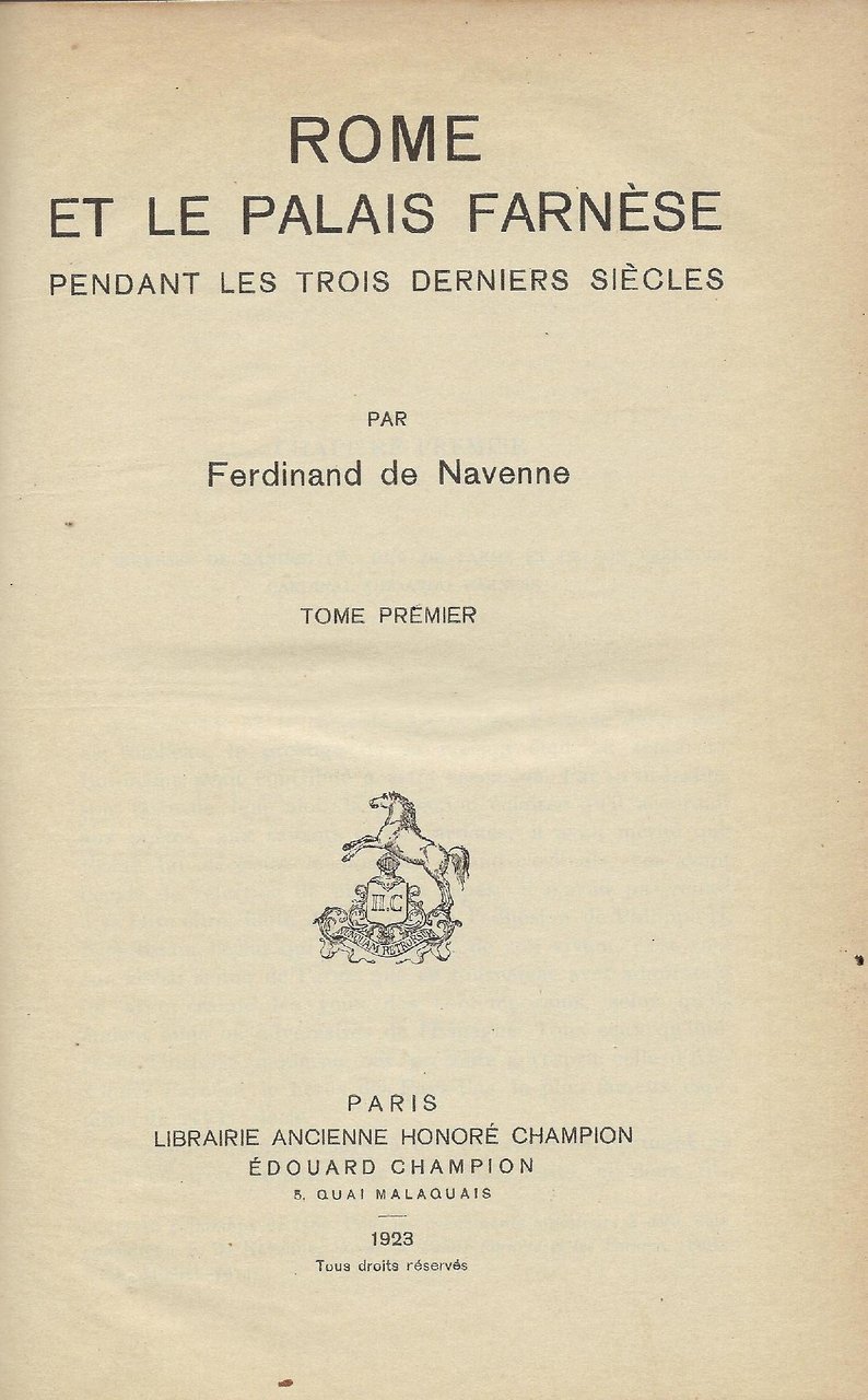 Rome et le Palais Farnése pendant les trois derniers siècles