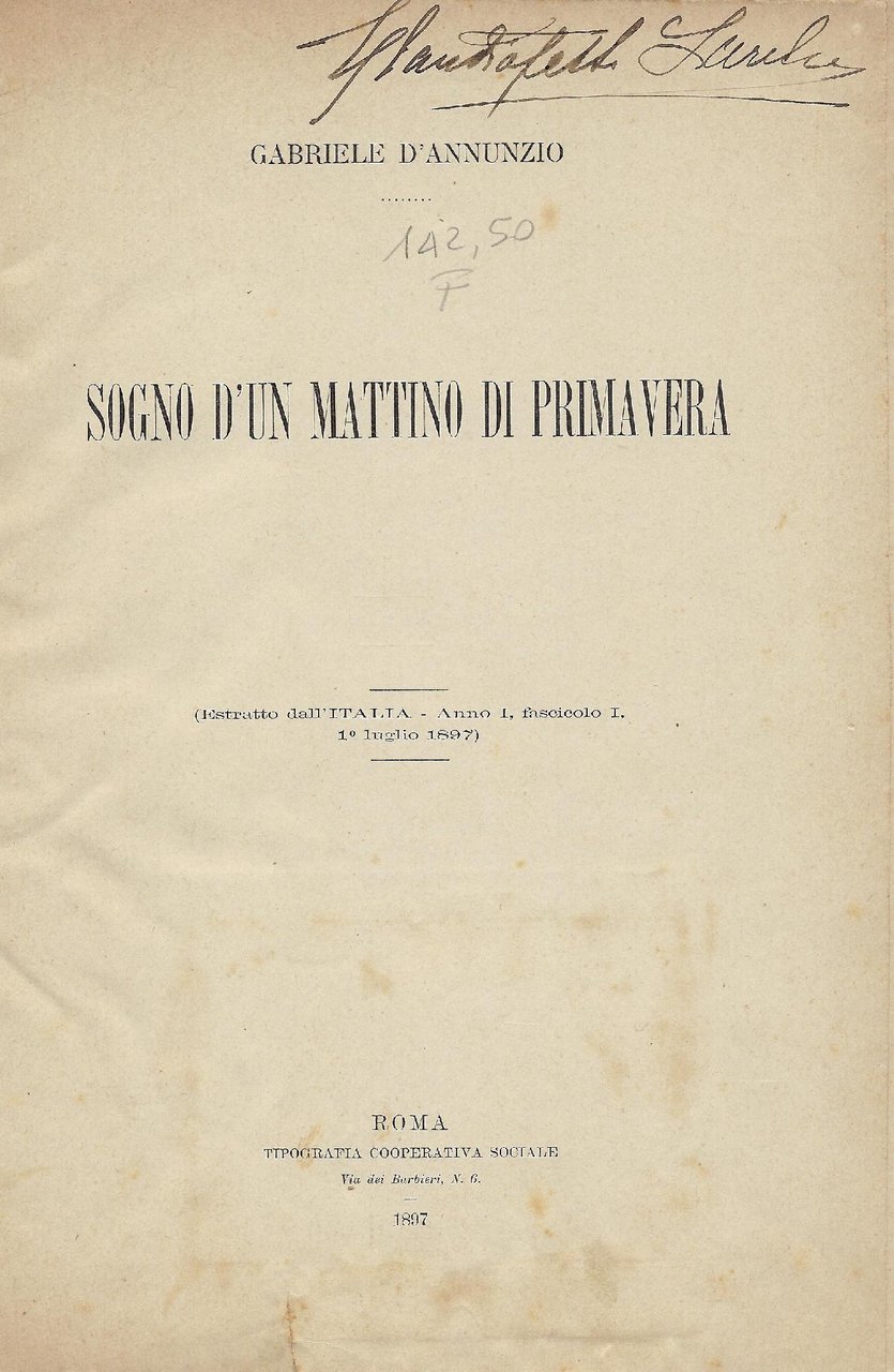 Sogno d'un mattino di primavera ( estratto dall'Italia - Anno …