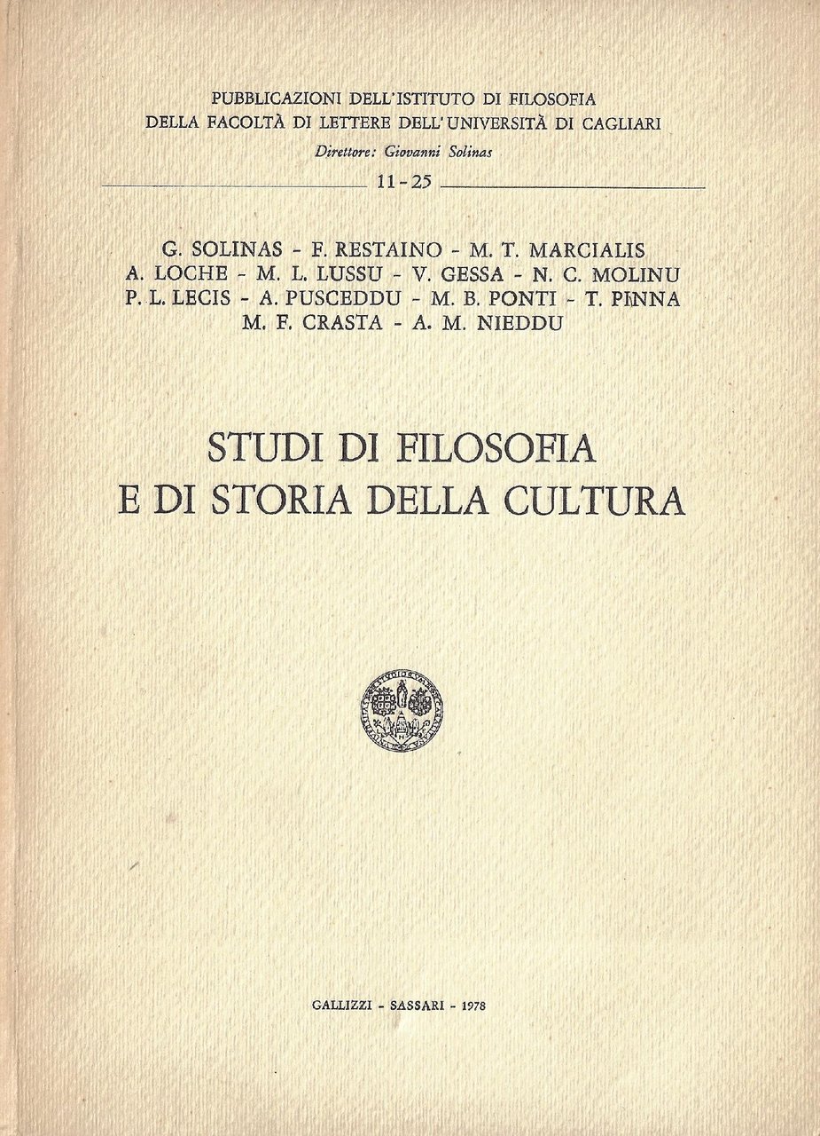 Studi di filosofia e di storia della cultura