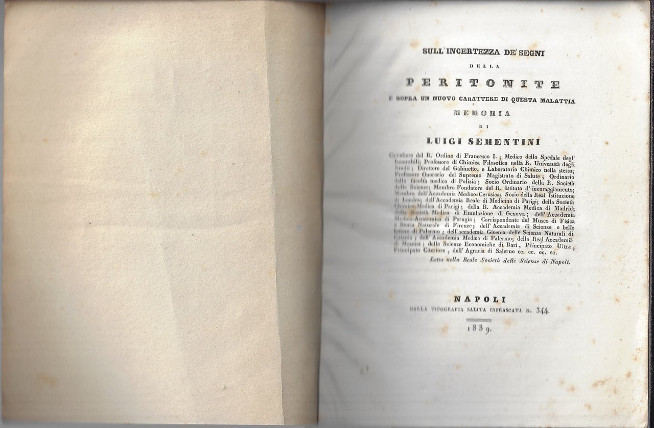 Sull'incertezza de' segni della peritonite e sopra un nuovo carattere …
