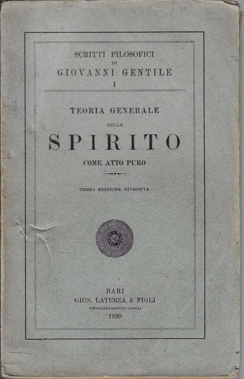 Teoria generale dello spirito come atto puro | Immagine principale