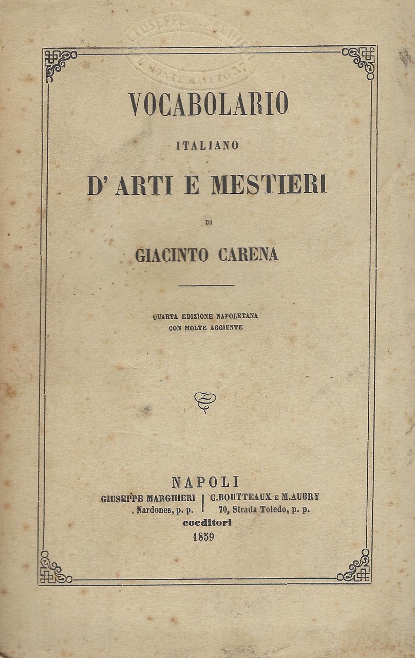 Vocabolario d'arti e mestieri