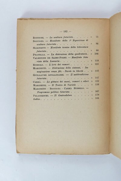 I Manifesti del futurismo. Lanciati da: Marinetti–Boccioni–Carrà. Russolo–Balla–Severini. Pratella. M.me …