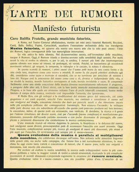 L’Arte dei rumori. Manifesto futurista