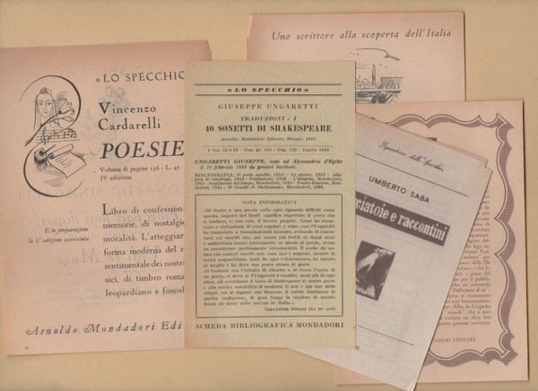 Vita d’un uomo. IV. Traduzioni. I. 40 Sonetti di Shakespeare