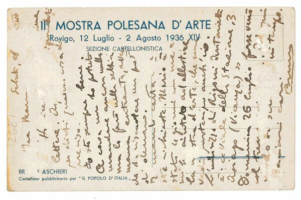 Cartolina postale: «Bruno Aschieri - Cartellone pubblicitario “Leggete il Popolo …