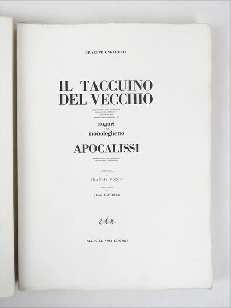 Il taccuino del vecchio. Manoscritto [.] manoscritti definitivi di Auguri …