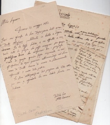 1 lettera e alcune carte di appunti autografi.