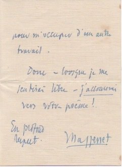 Lettera autografa firmata datata "1 er Juillet" - Vichy