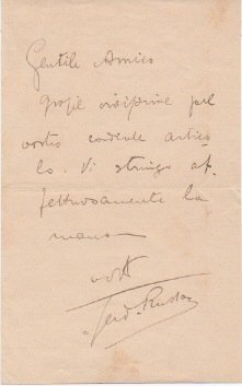 Breve lettera autografa firmata, datata 1917 (? da timbro postale) …