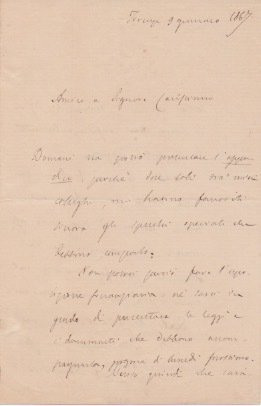 Lettera autografa firmata, datata 9 gennaio 1867 - Firenze, inviata …