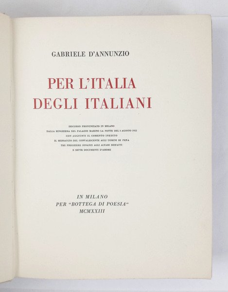 Per l’Italia degli Italiani