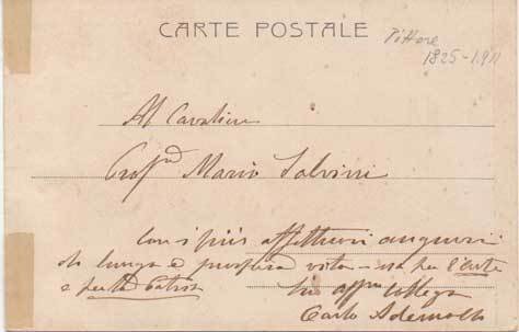 Cartolina postale non viaggiata, autografa firmata inviata al Prof. Mario …