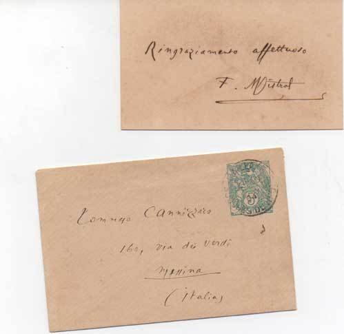 Biglietto da visita con annotazione e firma (a stampa) inviata …