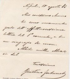 Breve lettera autografa firmata inviata ad un amico