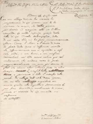 Lettera autografa firmata inviata a Padre Melchiorre Dalla Briga della …