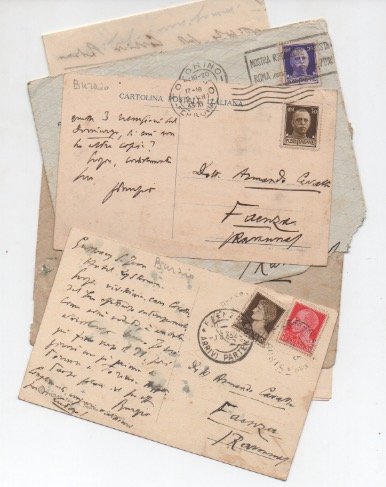 2 lettere autografe firmate e 2 cartoline viaggiate autografe firmate …