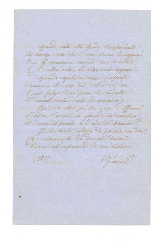 2 testi poetici manoscritti. Datati 1828 e 1830.