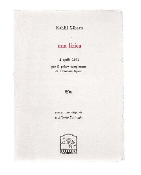 Una lirica. 2 aprile 1991. Per il primo compleanno di …
