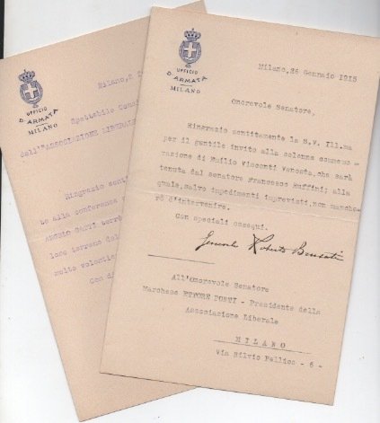 2 lettere dattiloscritte con firma autografe