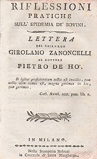 Riflessioni pratiche sull’epidemia de’ bovini. Lettera del chirurgo Girolamo Zanoncelli …